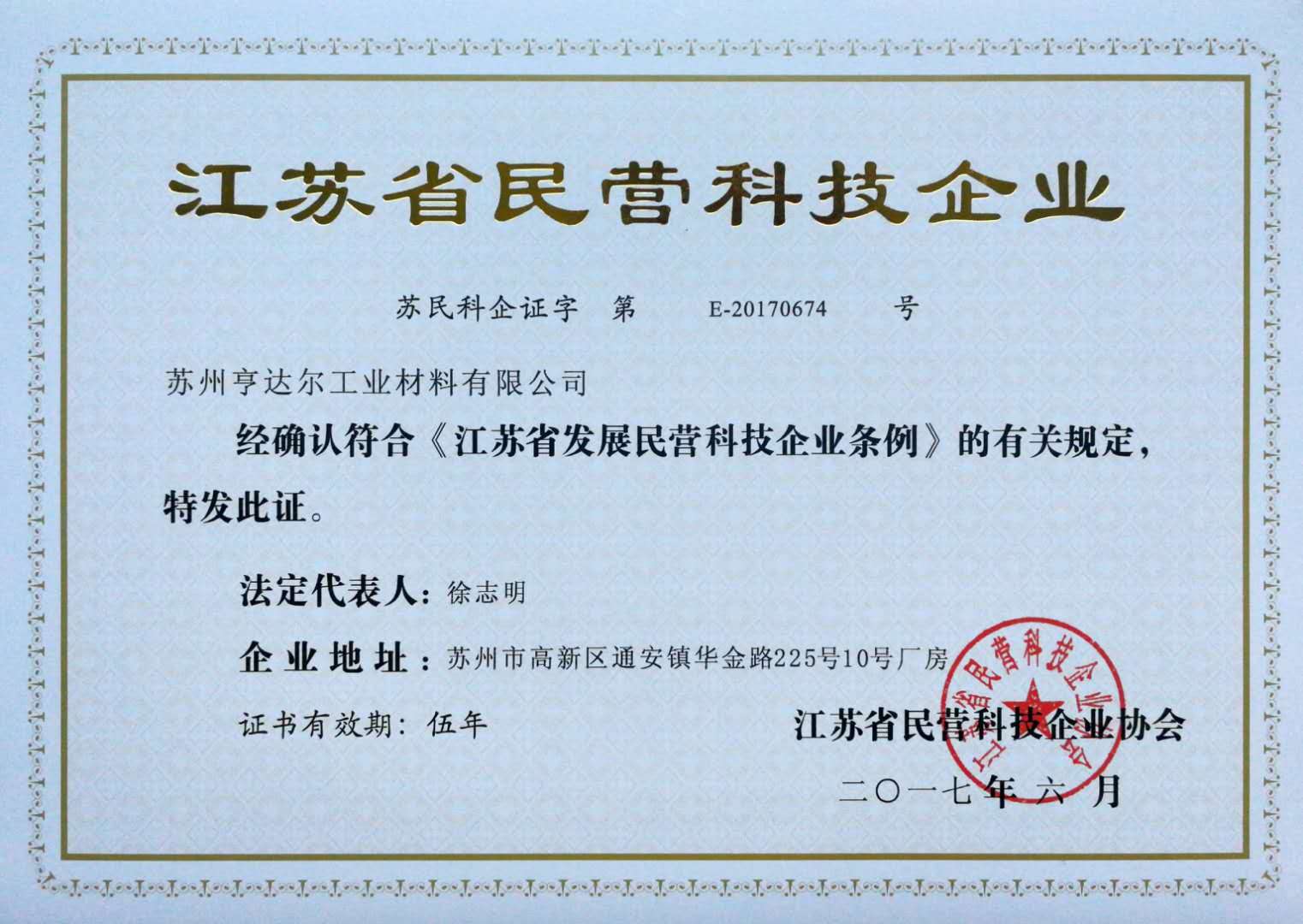 江蘇省民營科技企業證書-小金库dcbox